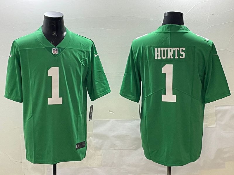 Men Philadelphia Eagles #1 Hurts Green Throwback 2025 Nike Vapor Limited NFL Jersey style 1->philadelphia eagles->NFL Jersey